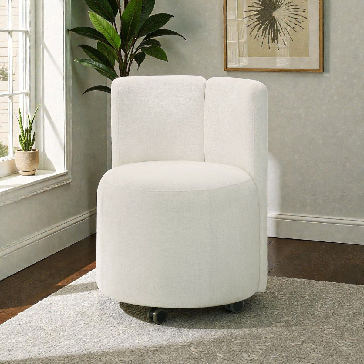 White Swivel Side Chair Set of 2 with Plush Cushioning - White, photo 3 of 4