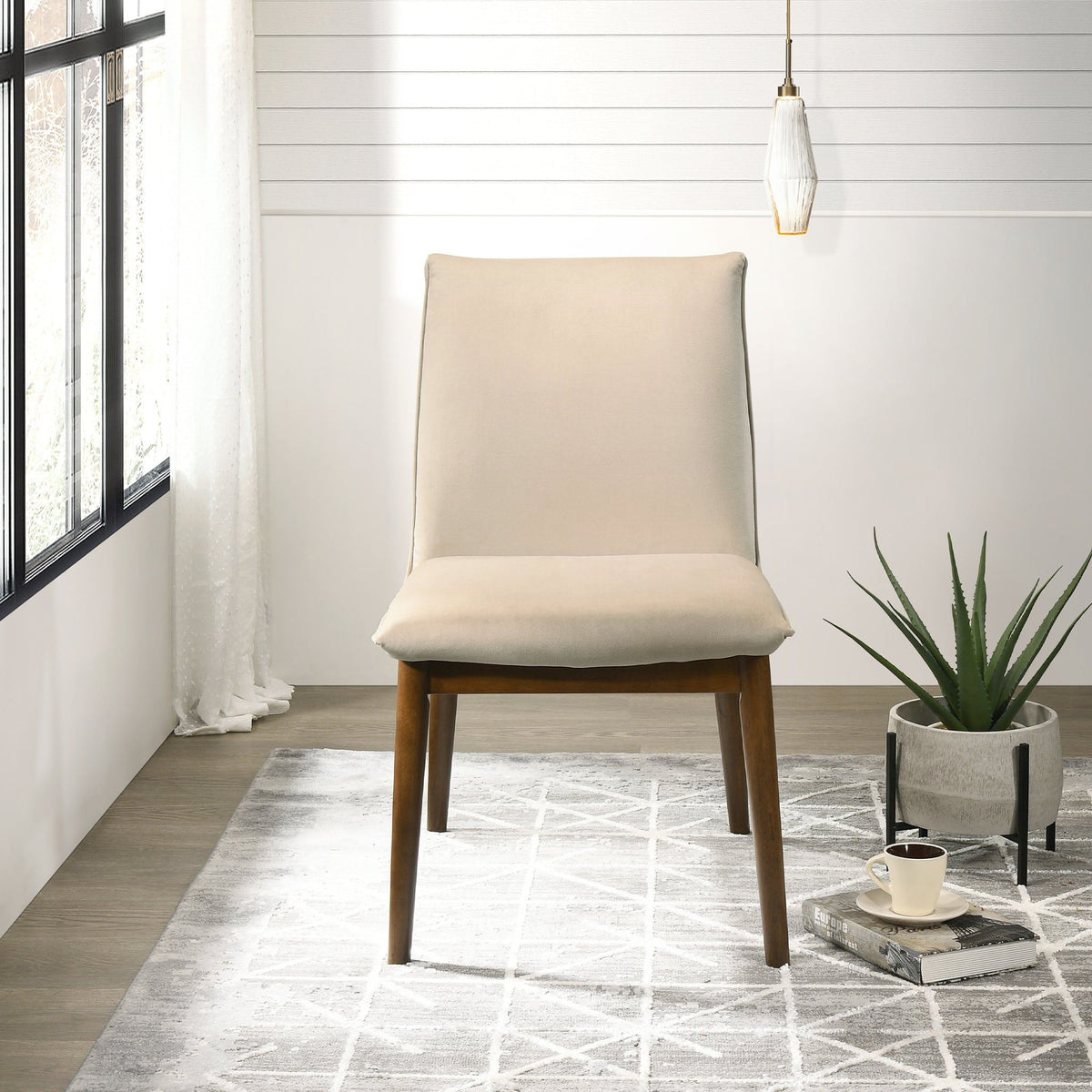 Monza Contemporary Dining Chair Set with Solid Wood Frame - Beige or Dark Green, photo 14 of 26