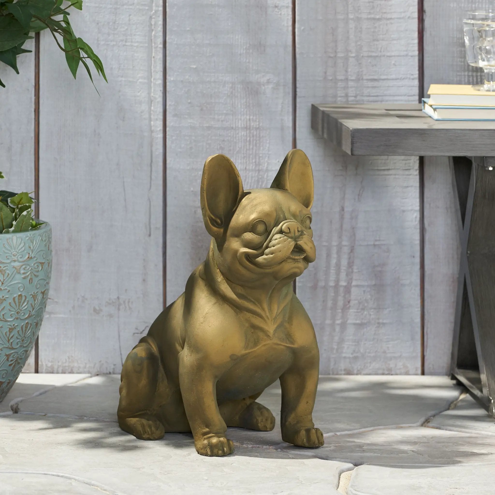 Dog Garden Sculpture, Outdoor French Bulldog Garden Statue by HouseOfZazla