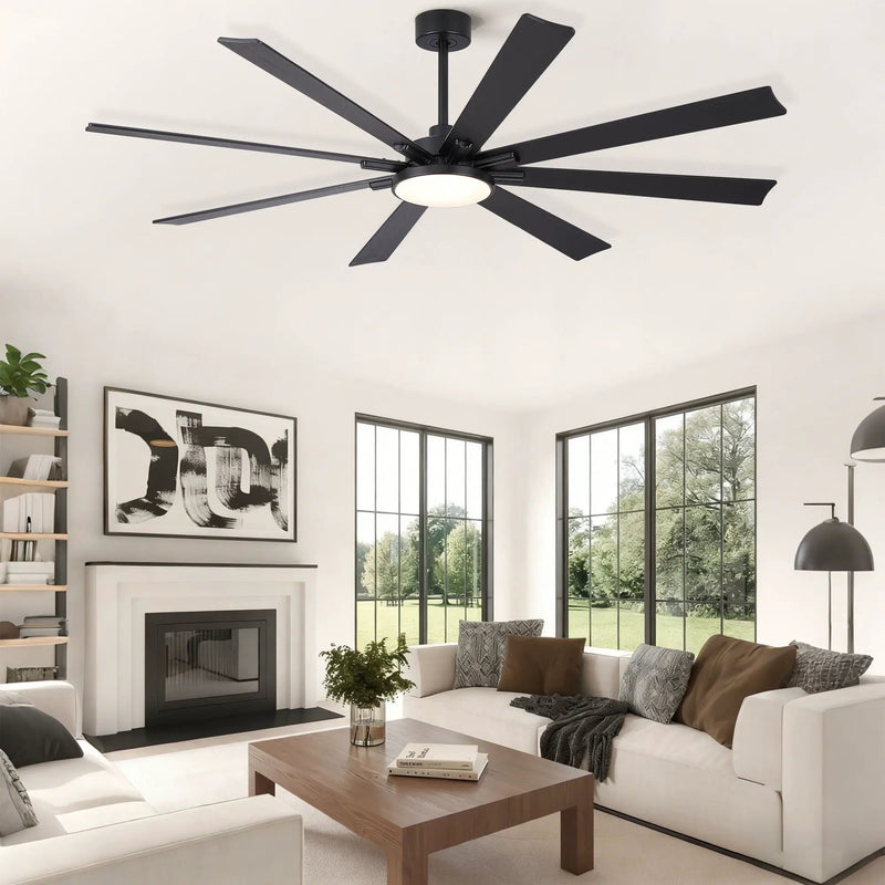 Large Ceiling Fan With Dimmable LED Light 8 Blades Remote Control, Reversible DC Motor by Unique Piece Furniture