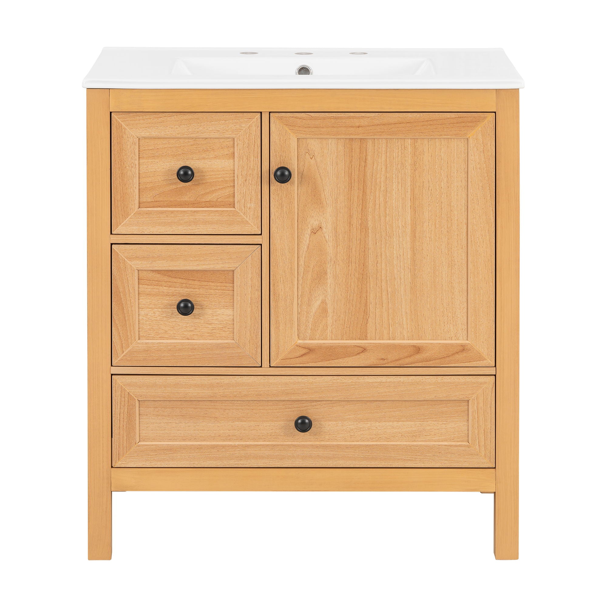 Modern Bathroom Vanity With Sink, Soft Close Drawers & Door, Storage Rack by HouseOfZazla