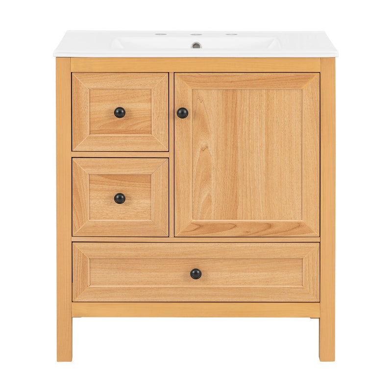Modern Bathroom Vanity With Sink, Soft Close Drawers & Door, Storage Rack by HouseOfZazla