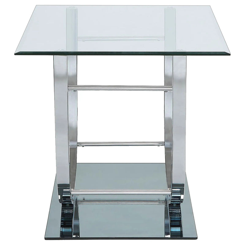 Danville Square U-Shaped Glass Top Side End Table Chrome by Unique Piece Furniture