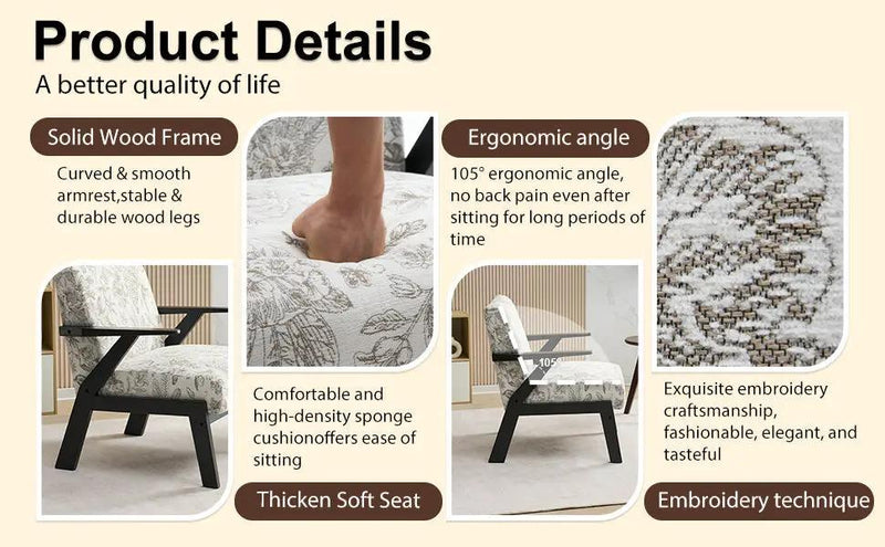 Mid-Century Modern Lounge Armchair - Seat Cushion (Beige + Grey) by HouseOfZazla