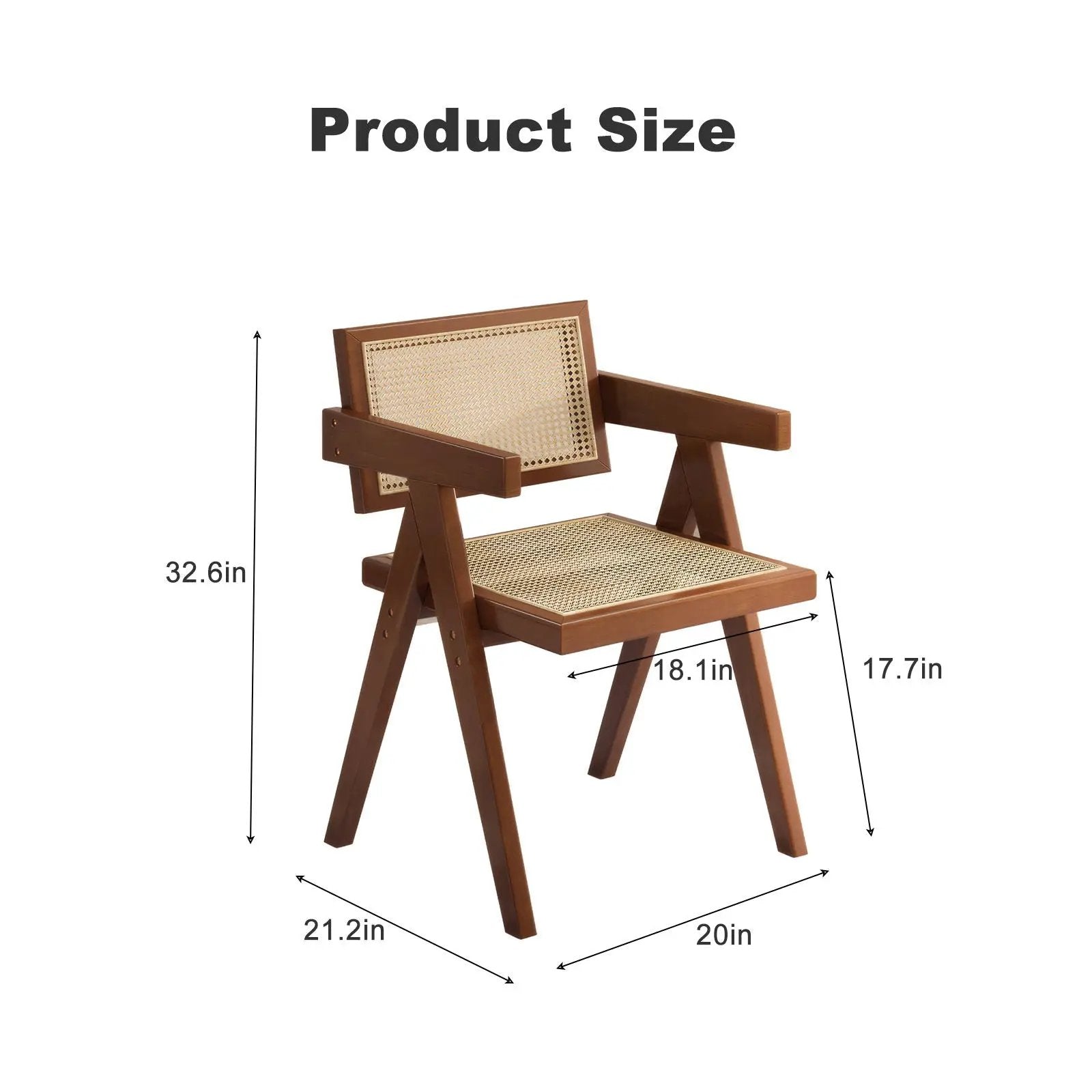 Modern Mid Century Dining Chairs (Set of 2), Rattan Accent Chairs, Comfy Armchairs, Outdoor Wood Chairs With Armrest - Walnut by HouseOfZazla