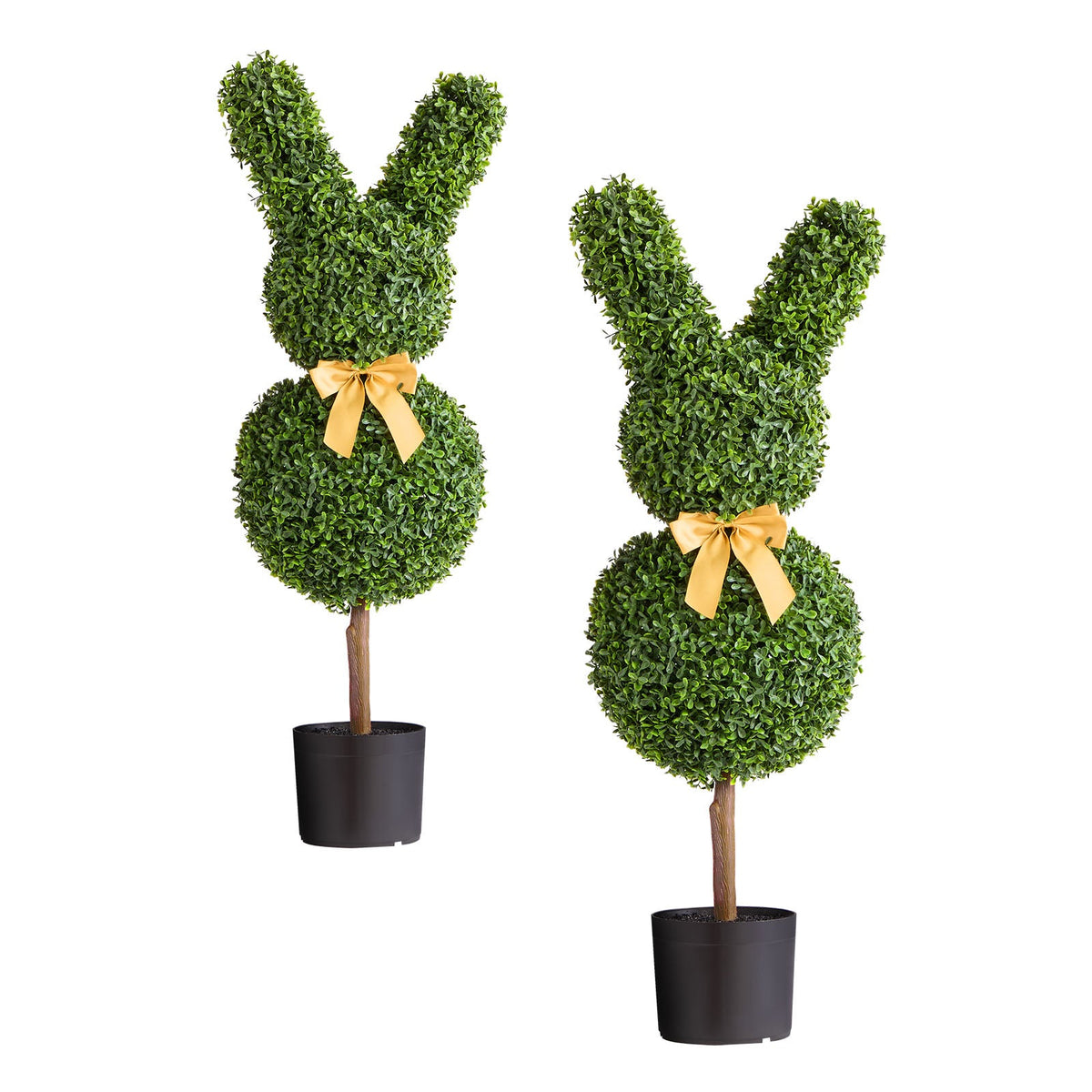 Artificial Topiary Bunny-Shape Boxwood Ball Set with Realistic Faux Foliage - Green