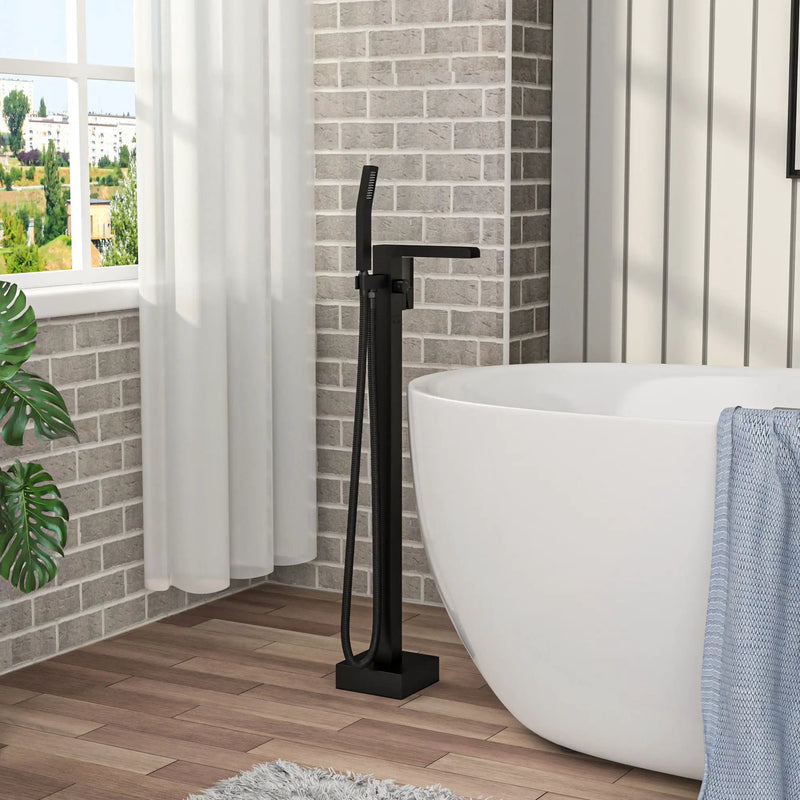 Freestanding Bathtub Faucet With Waterfall Tub Filler And Hand Shower by HouseOfZazla