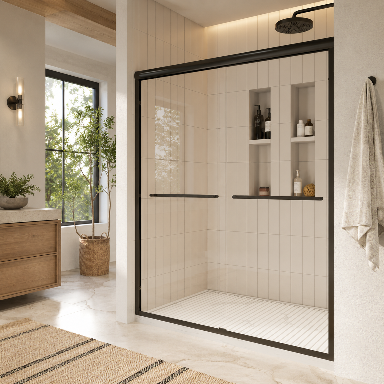 50-54" W x 72" H Framed Double Sliding Shower Door by HouseOfZazla