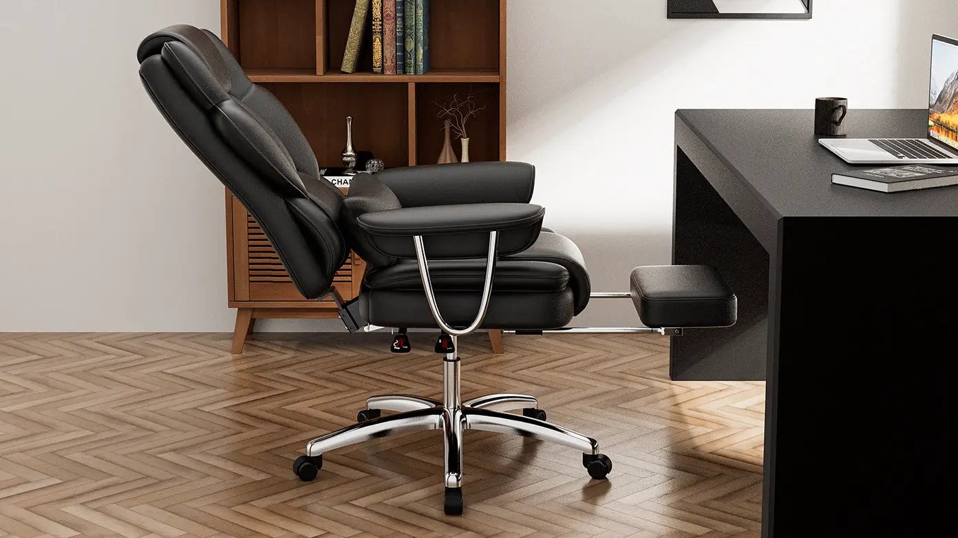 Big and Tall Executive Office Chair with Footrest - Black by HouseOfZazla