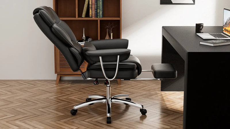 Big and Tall Executive Office Chair with Footrest - Black by HouseOfZazla