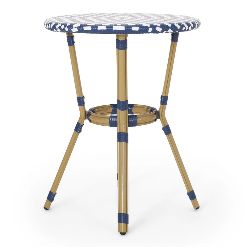 French Bistro Table Outdoor Elegance - White / Blue by HouseOfZazla