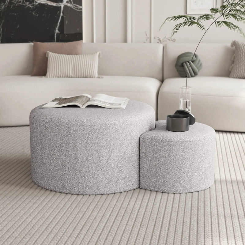 Upholstered Nesting Coffee Tables, Side Table, Footrest, Ottoman & Seat For Living Room Bedroom Entryway Office (Set of 2) - Beige by Unique Piece Furniture