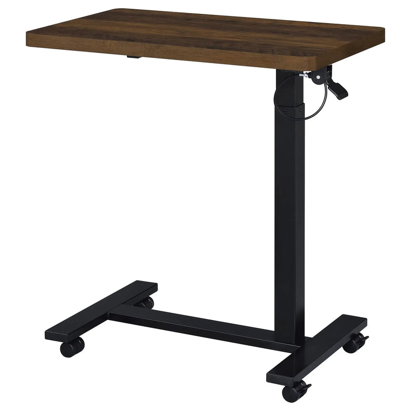 Westpark Pneumatic Adjustable C-Shape Side Table with Casters Dark Pine by Unique Piece Furniture