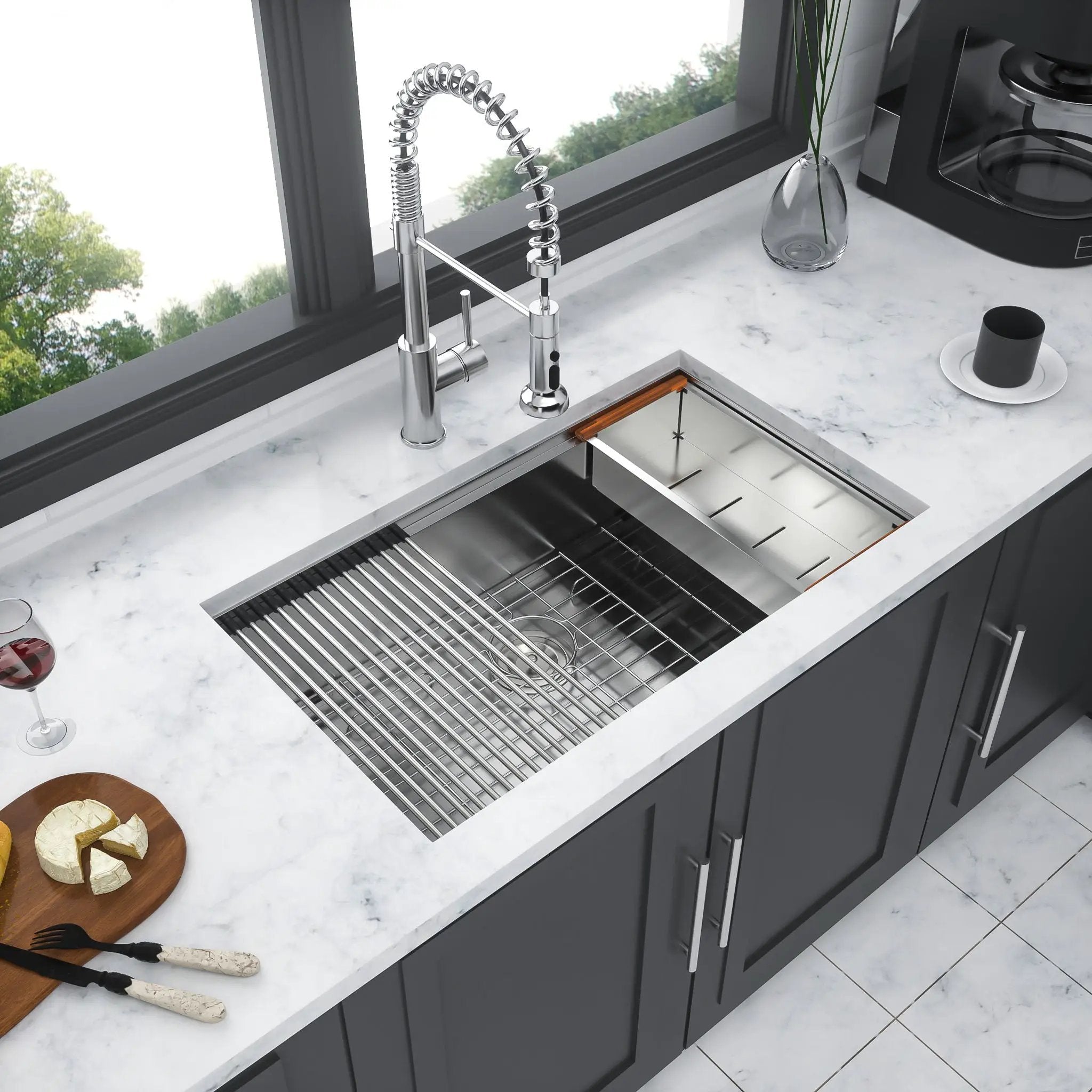 Single Bowl Undermount Workstation Kitchen Sink with Accessories by HouseOfZazla
