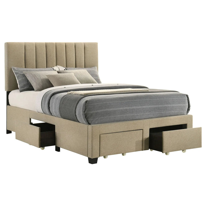 Wheatland 4-drawer Upholstered Full Storage Bed Light Brown by Unique Piece Furniture