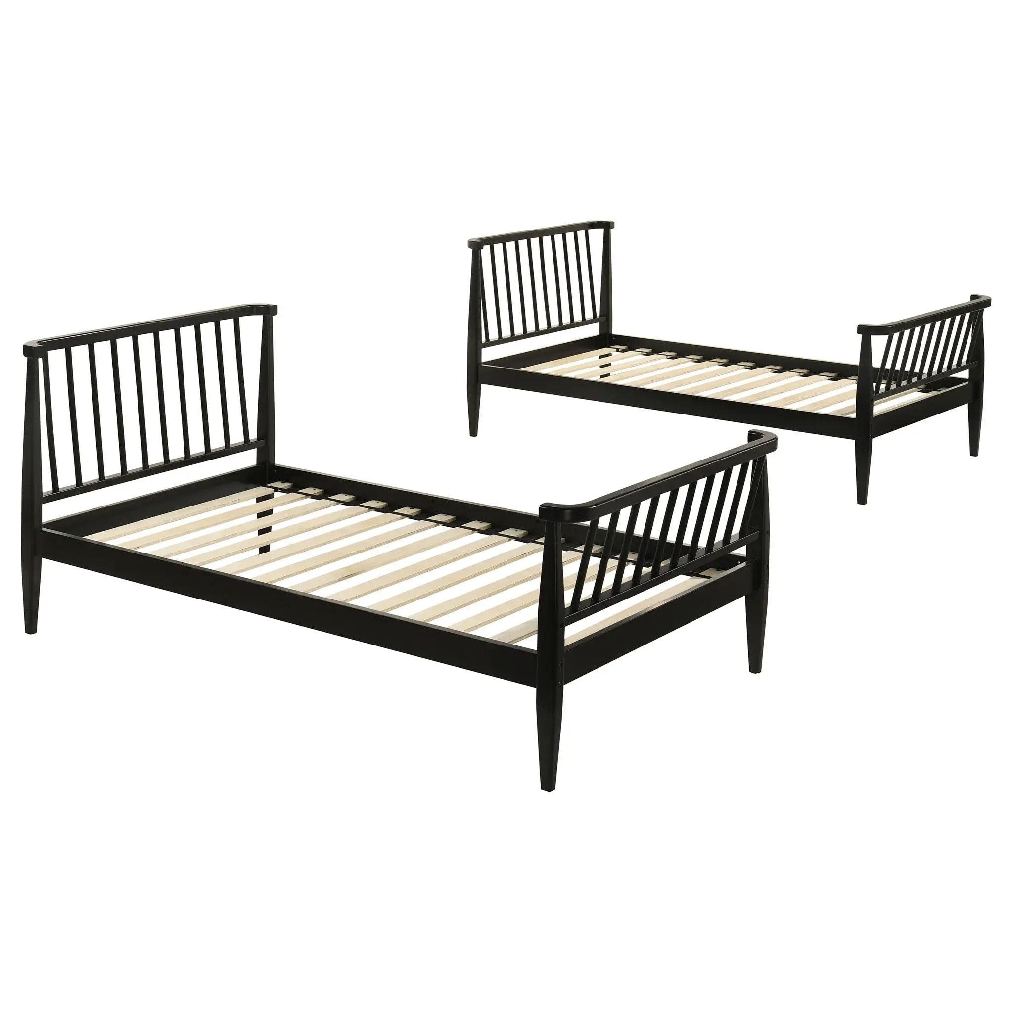 Abram Windsor Twin Over Twin Wood Bunk Bed with Ladder Black by Unique Piece Furniture