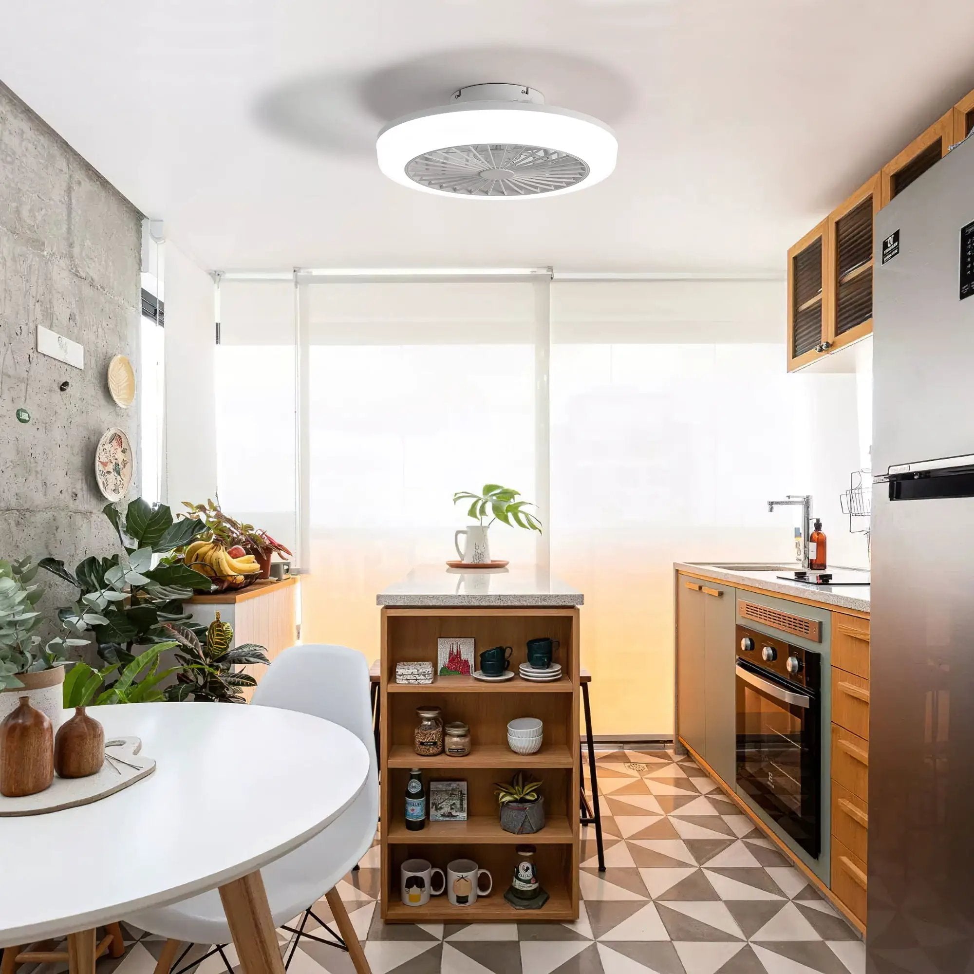 Bladeless Ceiling Fan With Light And Remote Control - White by Unique Piece Furniture