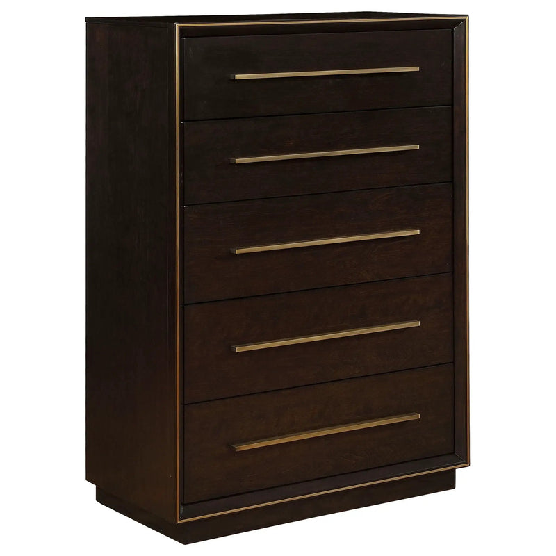 Prescott - 5 Piece California King Bedroom Set - Dark Brown by HouseOfZazla
