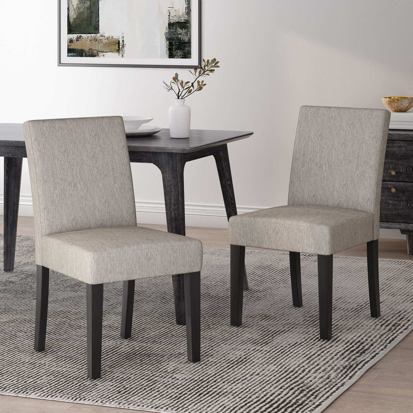 Contemporary Dining Chair With Upholstered Seating and Tapered Legs by HouseOfZazla