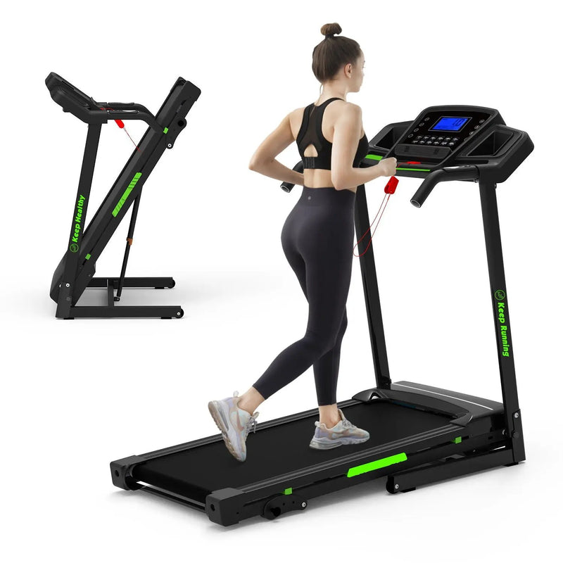 Foldable Treadmill With Incline For Home, Electric Running Machine With Speed Control, Pulse Monitor, 12 Training Programs - Black by HouseOfZazla