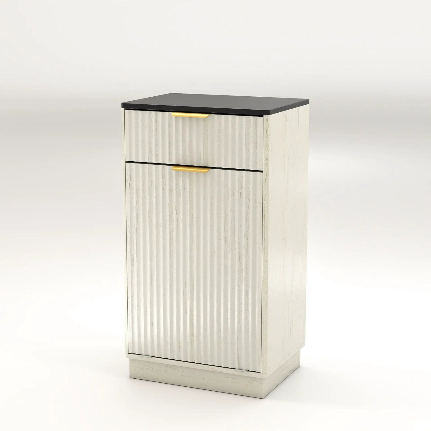 Tilt Out Trash Can Cabinet With Wave Textured Drawer & Pull Out Bin by Unique Piece Furniture