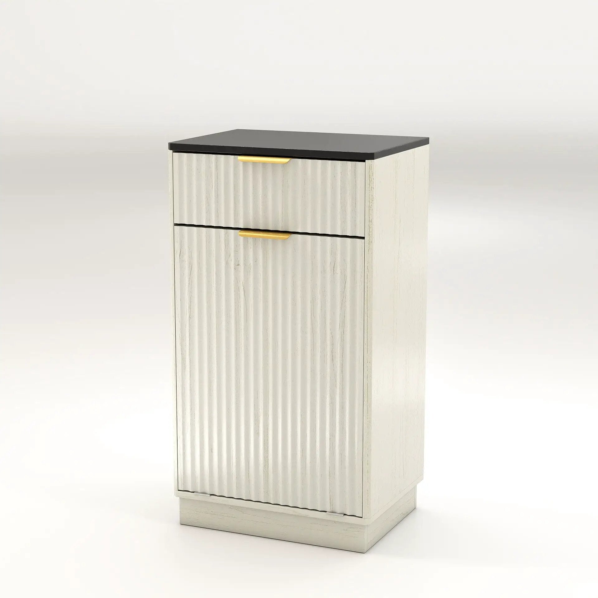 Tilt Out Trash Can Cabinet With Wave Textured Drawer & Pull Out Bin by Unique Piece Furniture