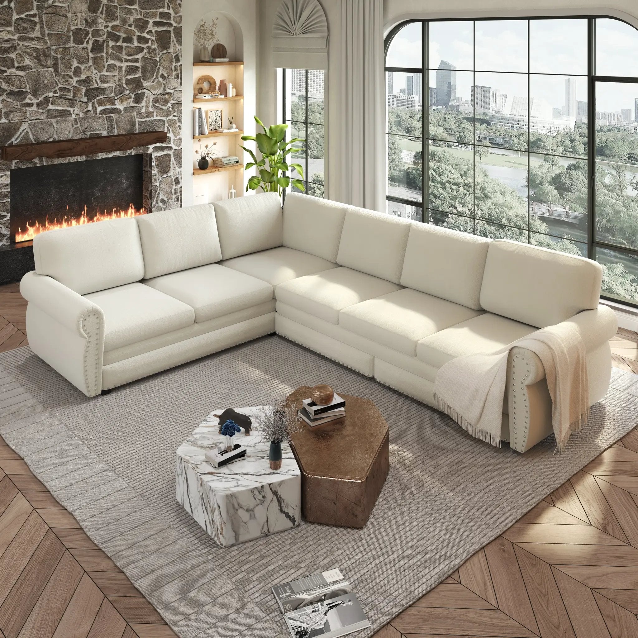 118" L-Shaped Convertible Sofa Bed by HouseOfZazla