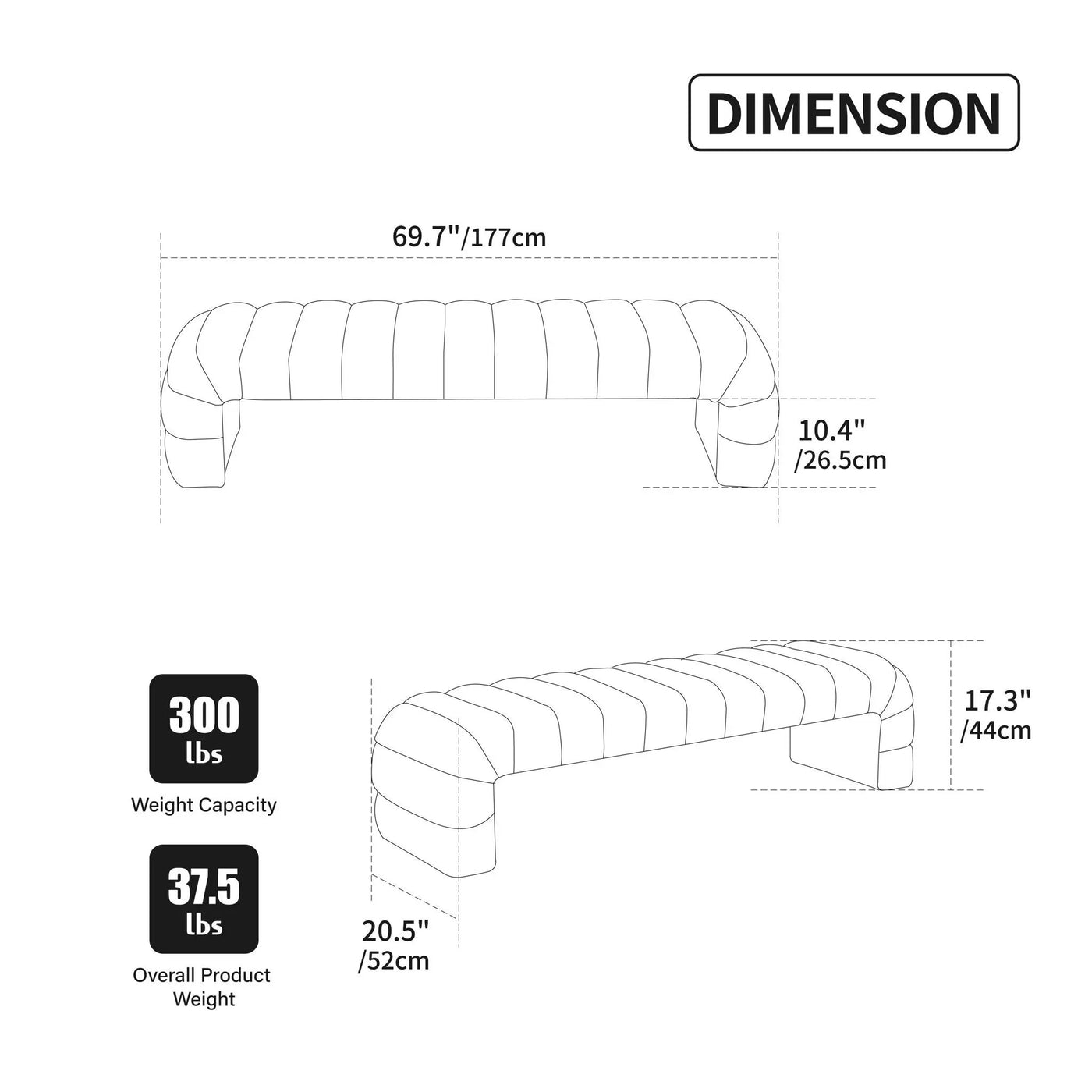 Modern Upholstered Armless Bed Bench With Channel Tufted Design by Unique Piece Furniture