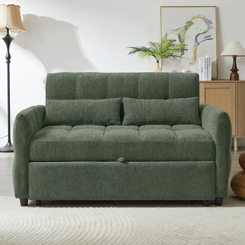 Loveseat Sofa Pull-Out Bed With Adjustable Backrest, 3 USB Ports And 2 Lumbar Pillows For Living Room by Unique Piece Furniture