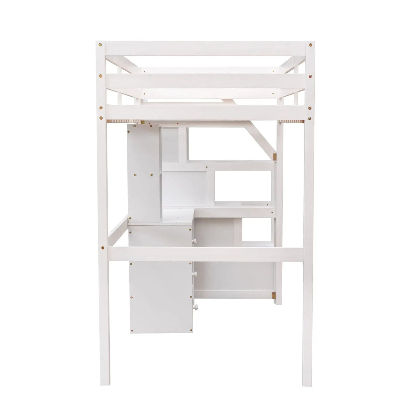 Loft Bed With Stand Alone Bed, Storage Staircase, Desk, Shelves, And Drawers by HouseOfZazla