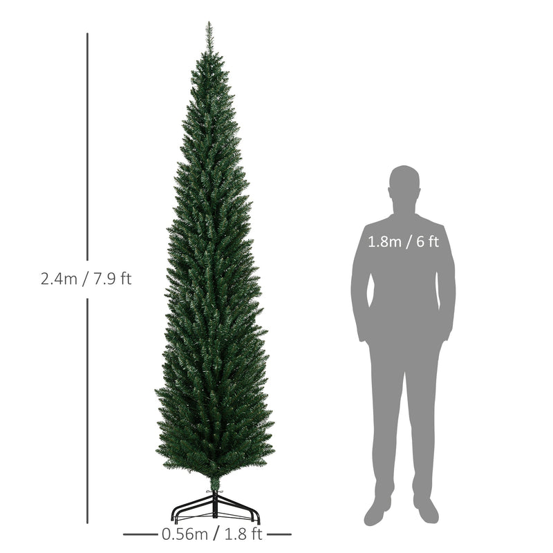 HOMCOM 8ft Tall Pencil Prelit Artificial Christmas Tree, photo 6 of 10
