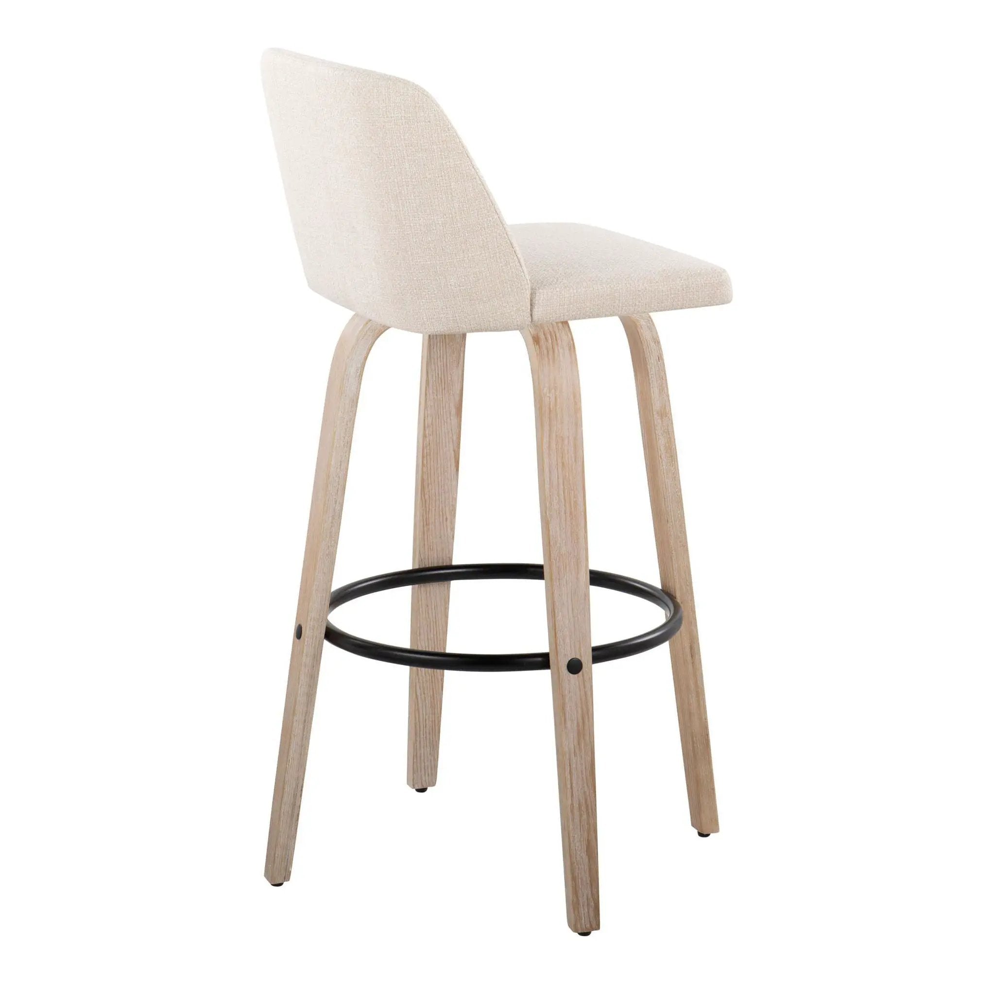 Toriano - Mid-Century Modern Fixed Height BarStool With Round Footrest (Set of 2) by Unique Piece Furniture