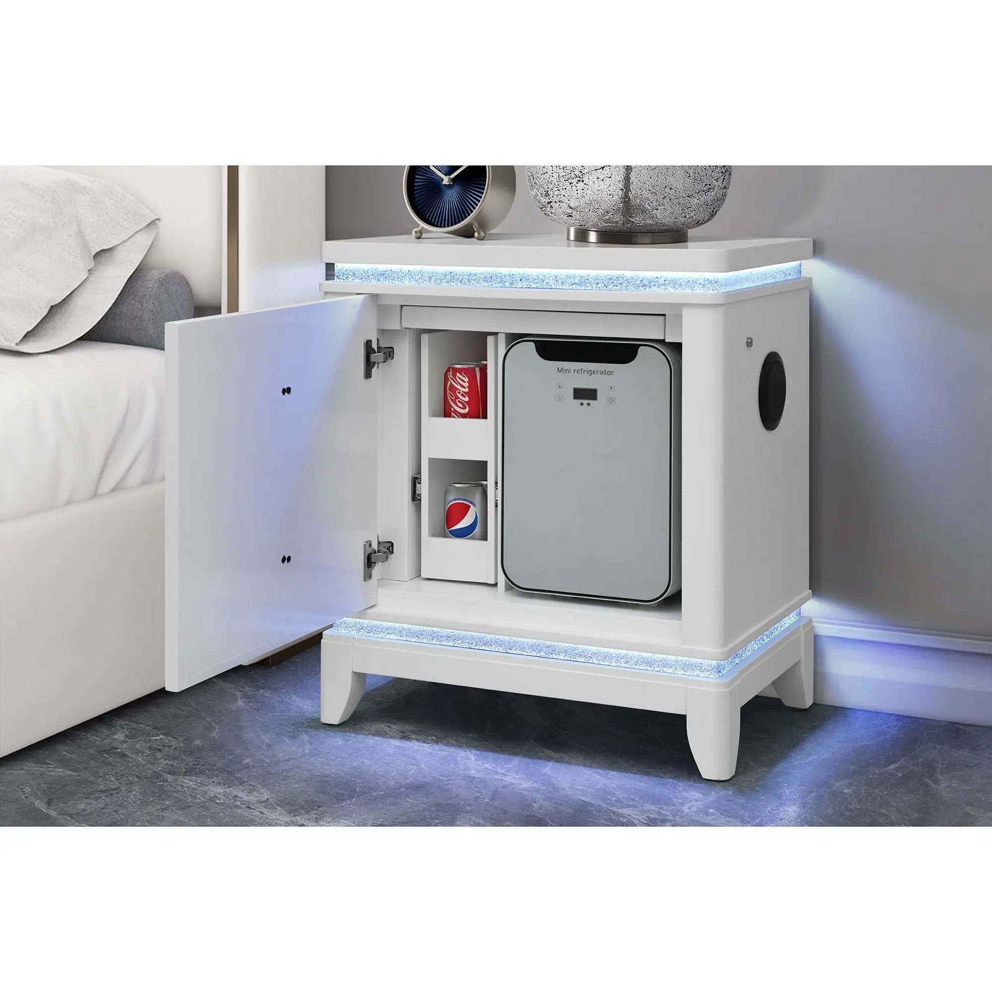 Adalid - Nightstand With Cooler, USB And Speaker - White by Unique Piece Furniture