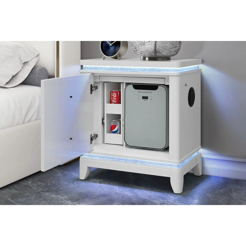 Adalid - Nightstand With Cooler, USB And Speaker - White by Unique Piece Furniture