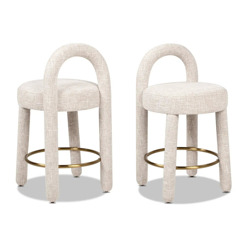 Penny 26.5" Round Arched Upholstered Counter Stool, Set of 2 by HouseOfZazla