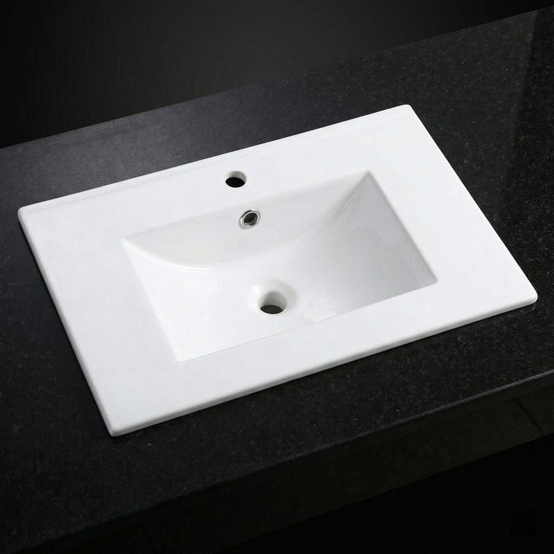 30Inch x 18.5Inch Ceramic Bathroom Vanity Sink Top with Single Hole by HouseOfZazla