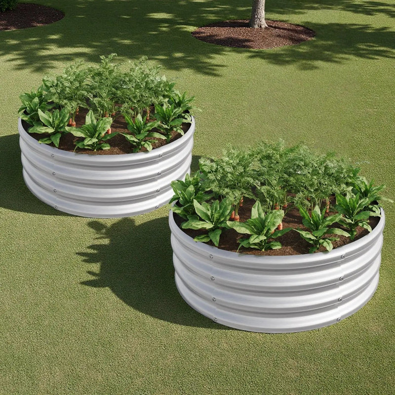 2PCS Tall Round Metal Raised Garden Beds by HouseOfZazla