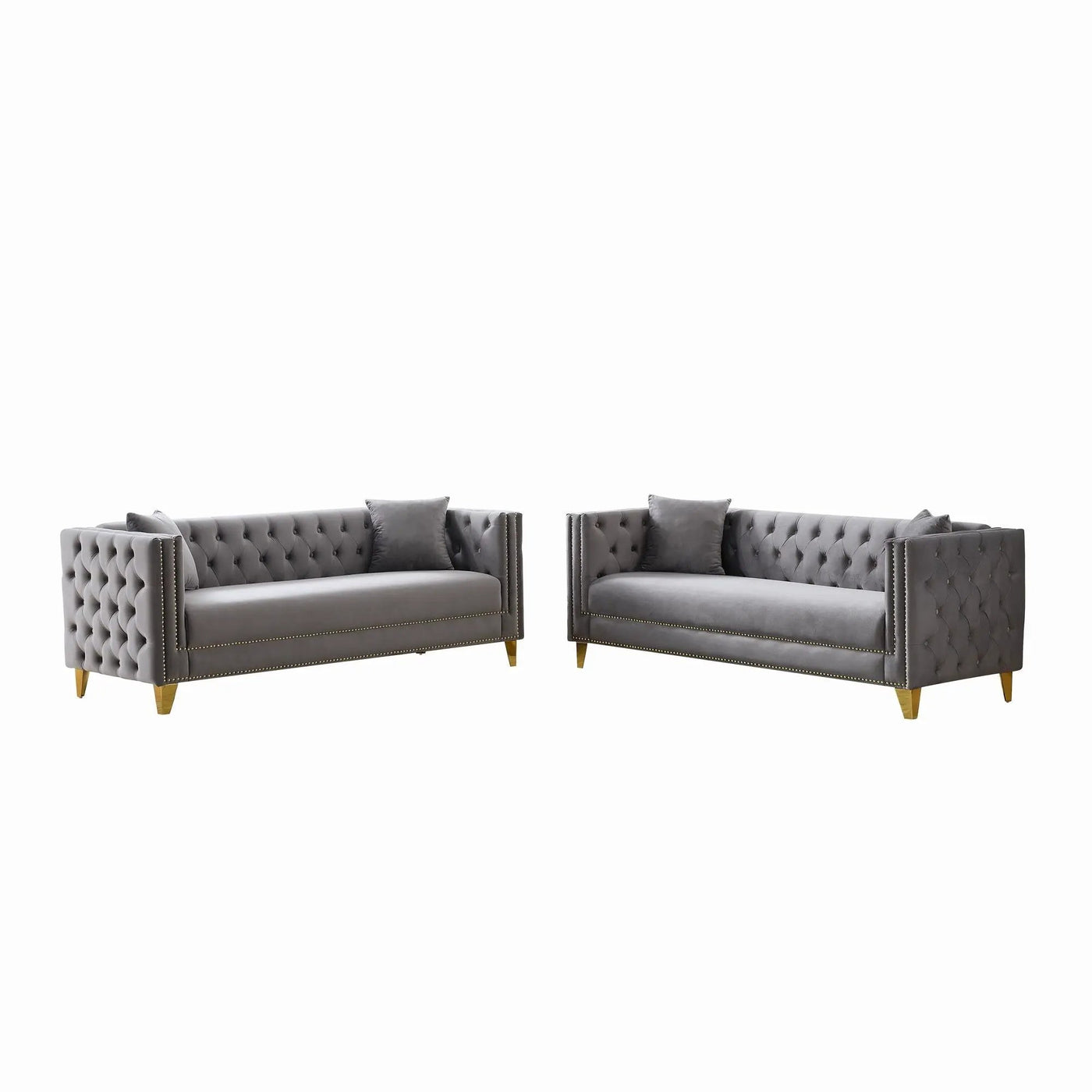 Deep Seat Sofa With Button Nailhead, Square Arm Couches by Unique Piece Furniture