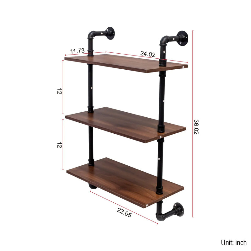 Industrial Pipe Shelf 3-Tier and 2-Tier Wall Mounted Shelves by HouseOfZazla