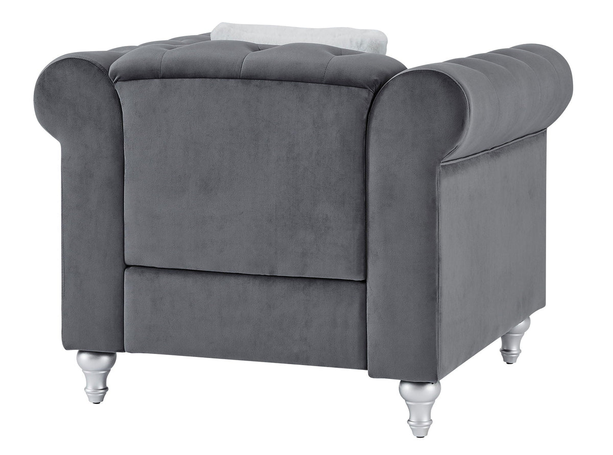 Contemporary Lounge Chair with Faux Jeweled Tufting - Multiple Colors, photo 17 of 26