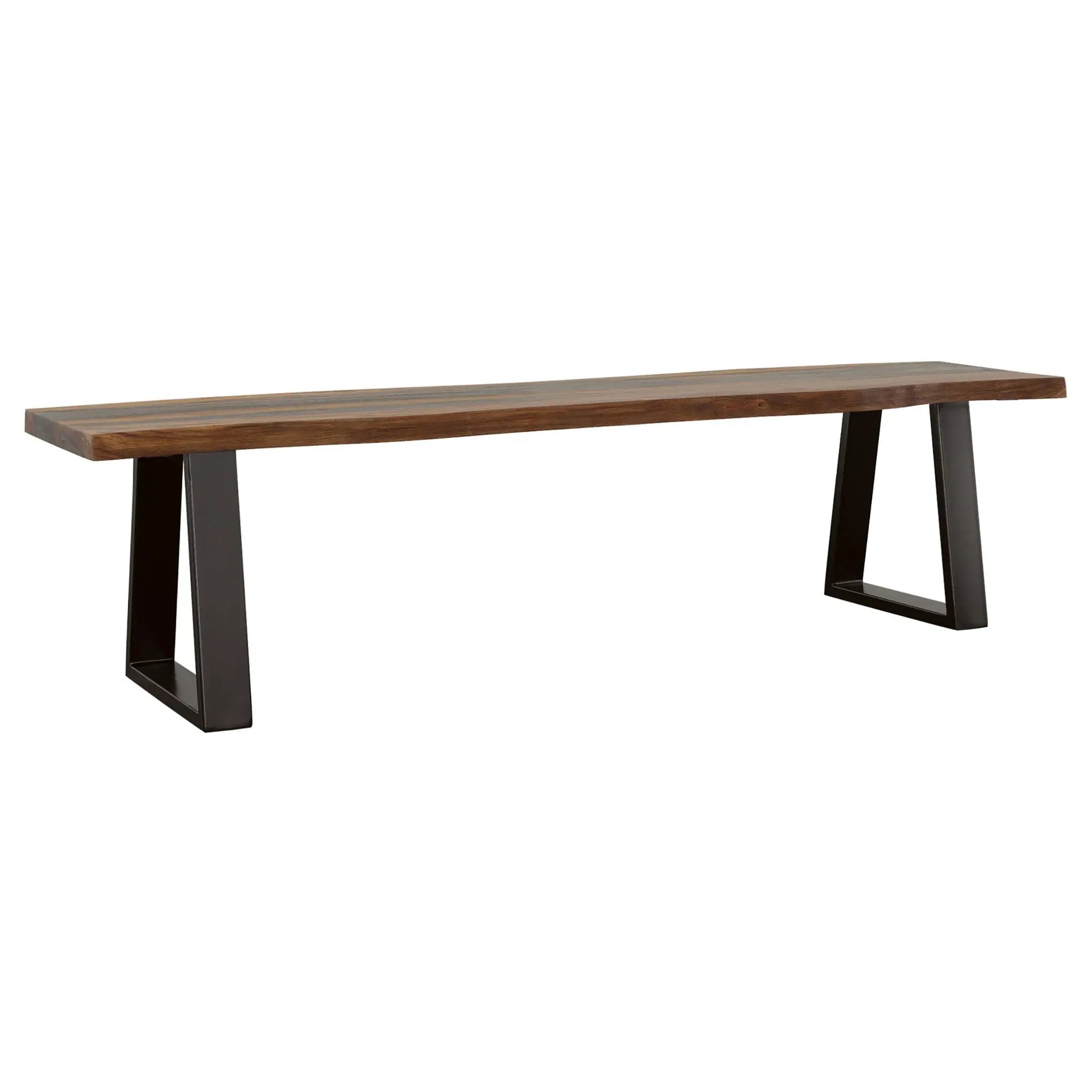 Ditman Live Edge Wood Dining Bench Grey Sheesham by Unique Piece Furniture