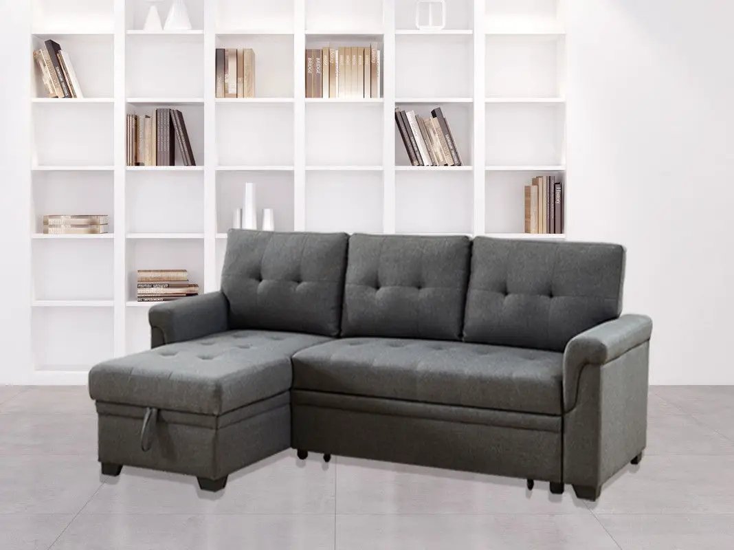 Destiny - Reversible Sleeper Sectional Sofa With Storage Chaise by HouseOfZazla