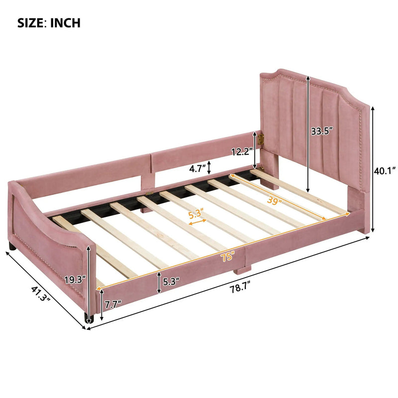 Upholstered Daybed With Classic Stripe Shaped Headboard by HouseOfZazla