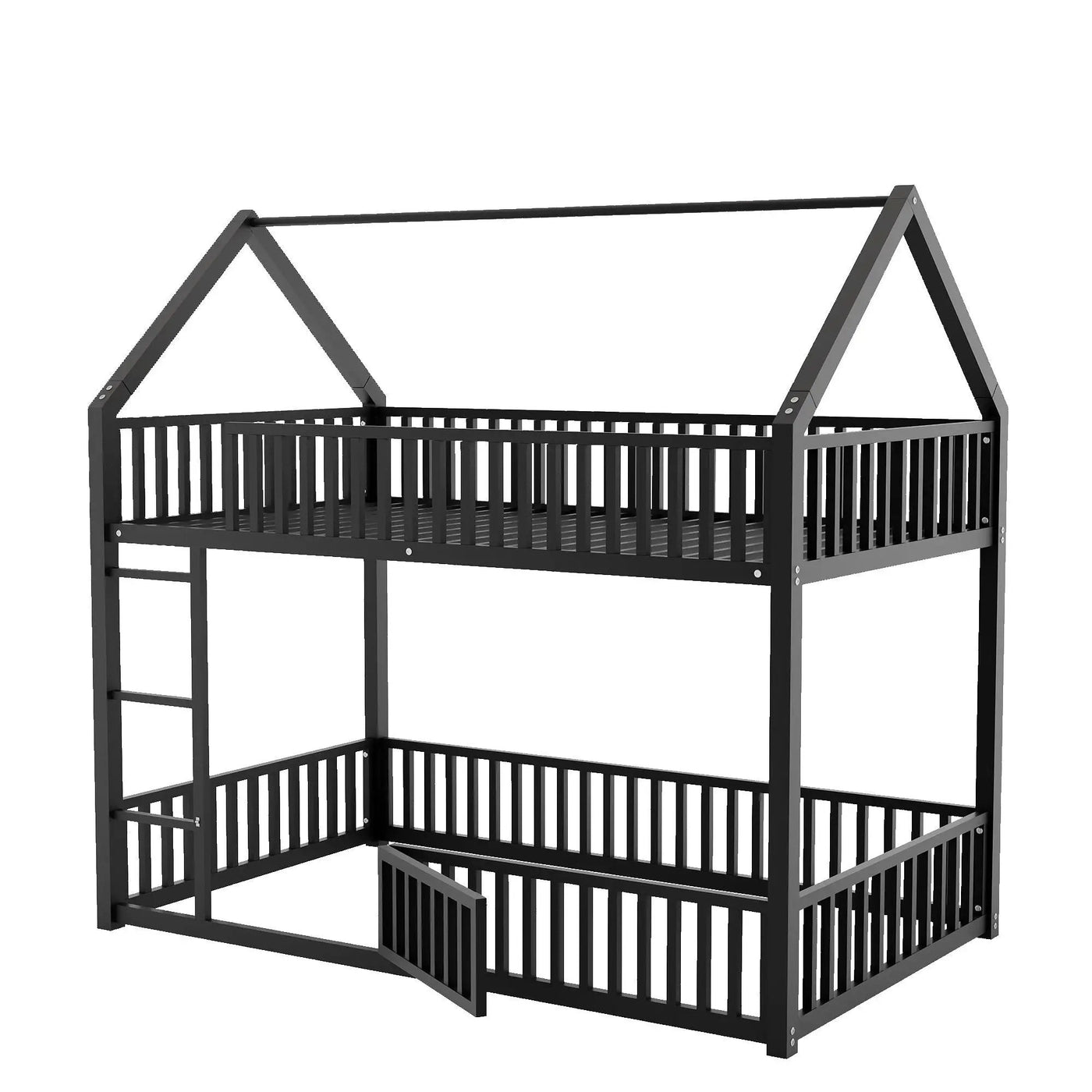 Metal House Bunk Bed With Fence And Door by HouseOfZazla