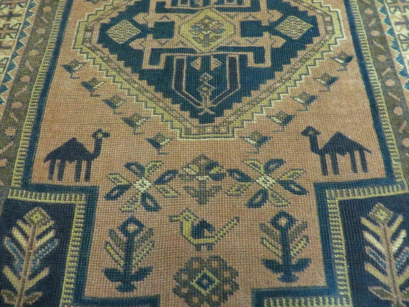 4' X 6' Antique Handmade Turkish Anatolian Wool Rug Camel Vegetable Dyes by Jewel Rugs