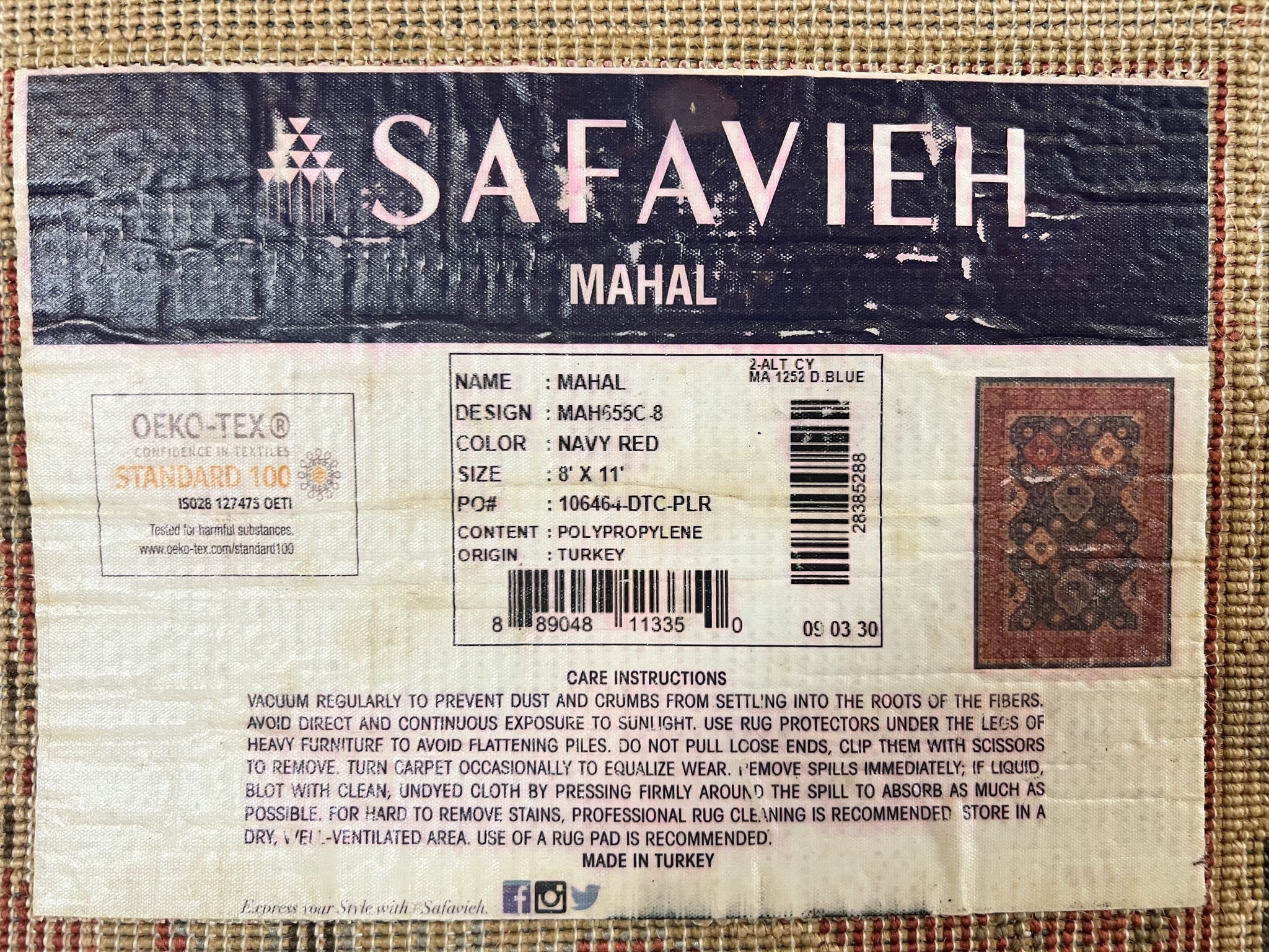 Safavieh Rug 8x11, Mahal Persian Carpet, Navy Red by Jewel Rugs