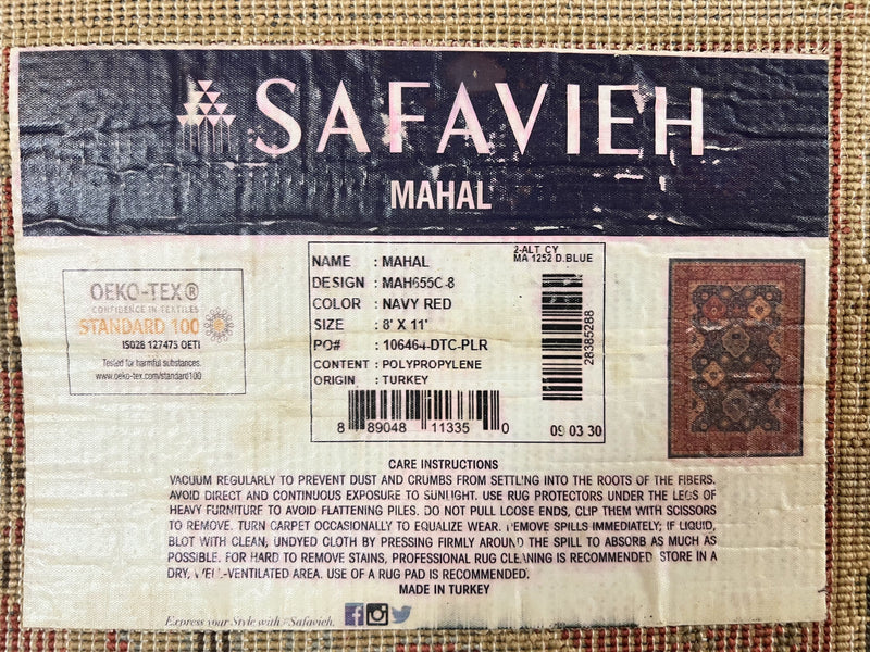 Safavieh Rug 8x11, Mahal Persian Carpet, Navy Red by Jewel Rugs