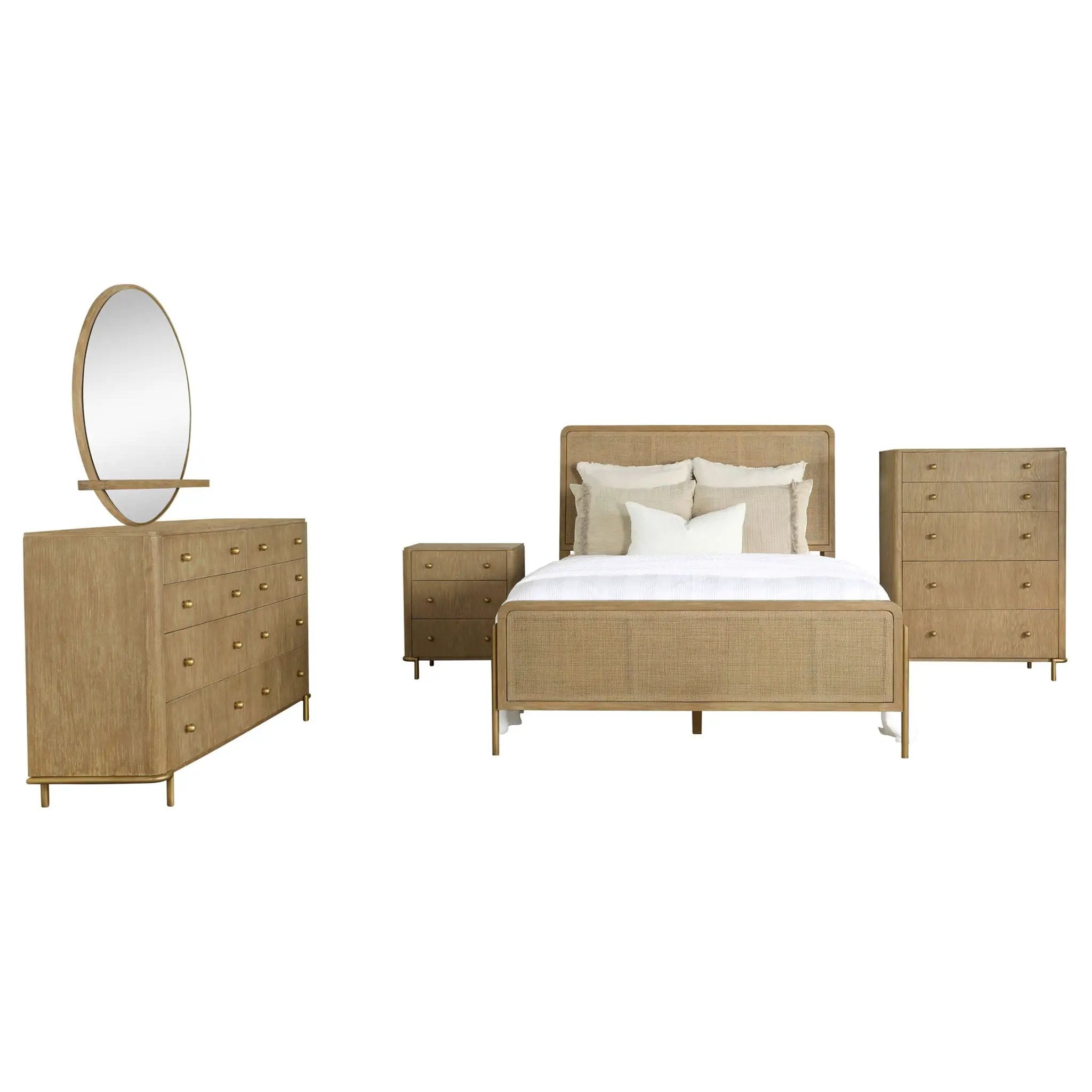Arini 5-piece Queen Bedroom Set Sand Wash and Natural Cane by Unique Piece Furniture