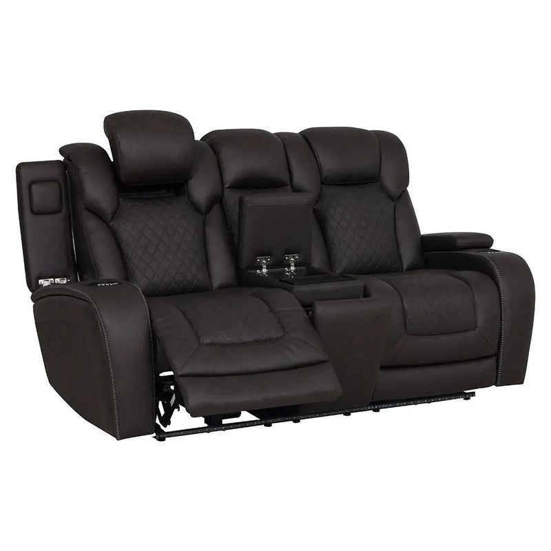 Wendell - Power Motion Loveseat With Console, Wireless Charger, Storage, USB & LED - Dark Gray by Unique Piece Furniture