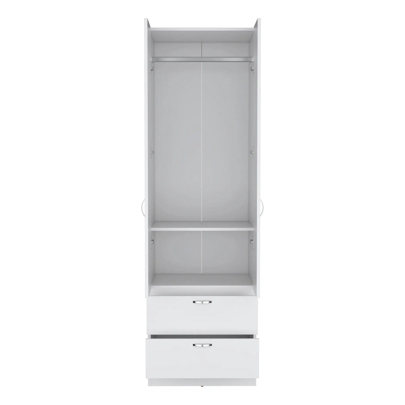 Armoire Organiser, Two Shelves, Rod, Double Door Cabinet Armoire by Unique Piece Furniture